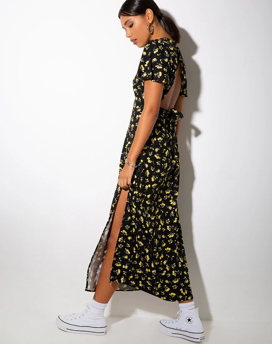 Tinata Maxi Dress in Buttercup Black and Yellow - Image 5