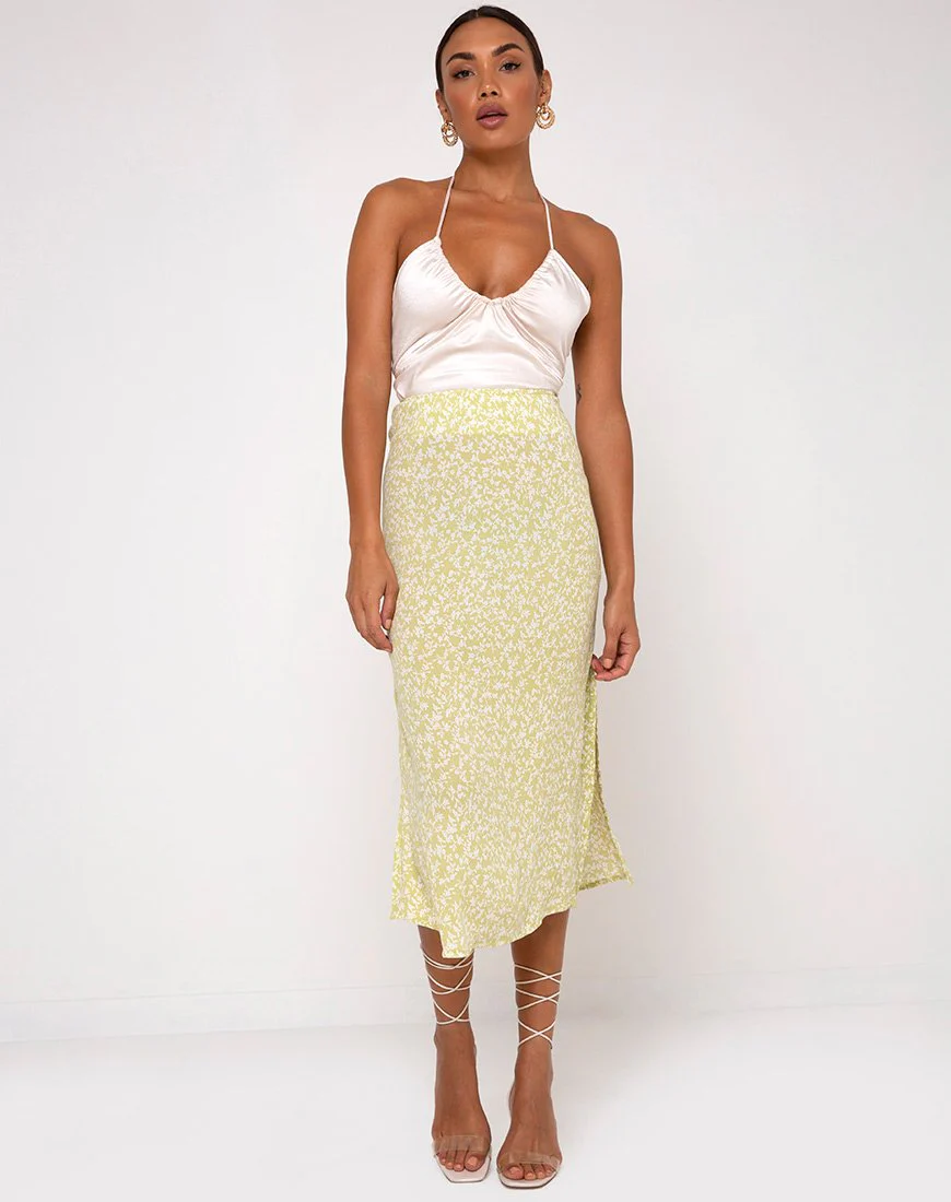 Tindra Midi Skirt in Crinkle Botanic Mint Foam - Image 4