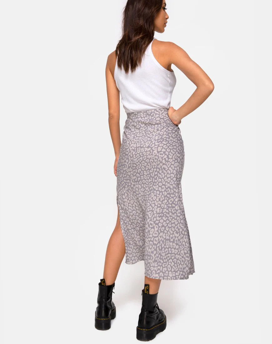 Tindra Midi Skirt in Leopard Daze Grey - Image 4