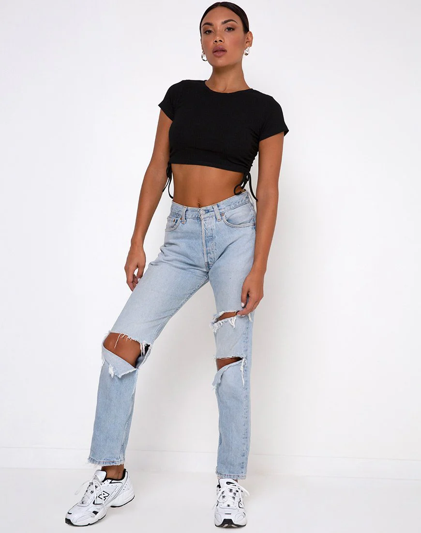 Tiner Crop Top in Rib Black - Image 3