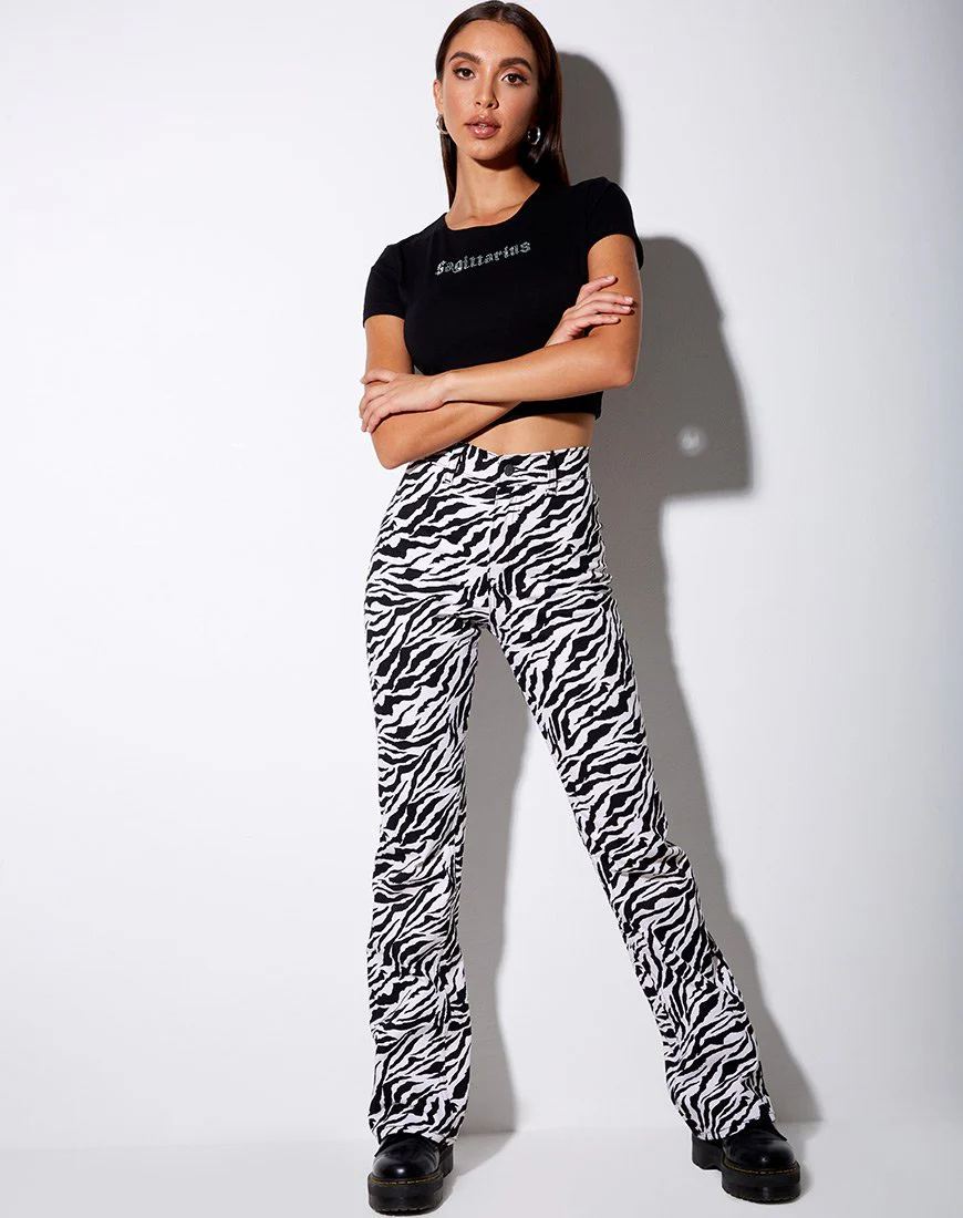 Tiney Crop Tee in Black 'Sagittarius' Diamante - Image 3
