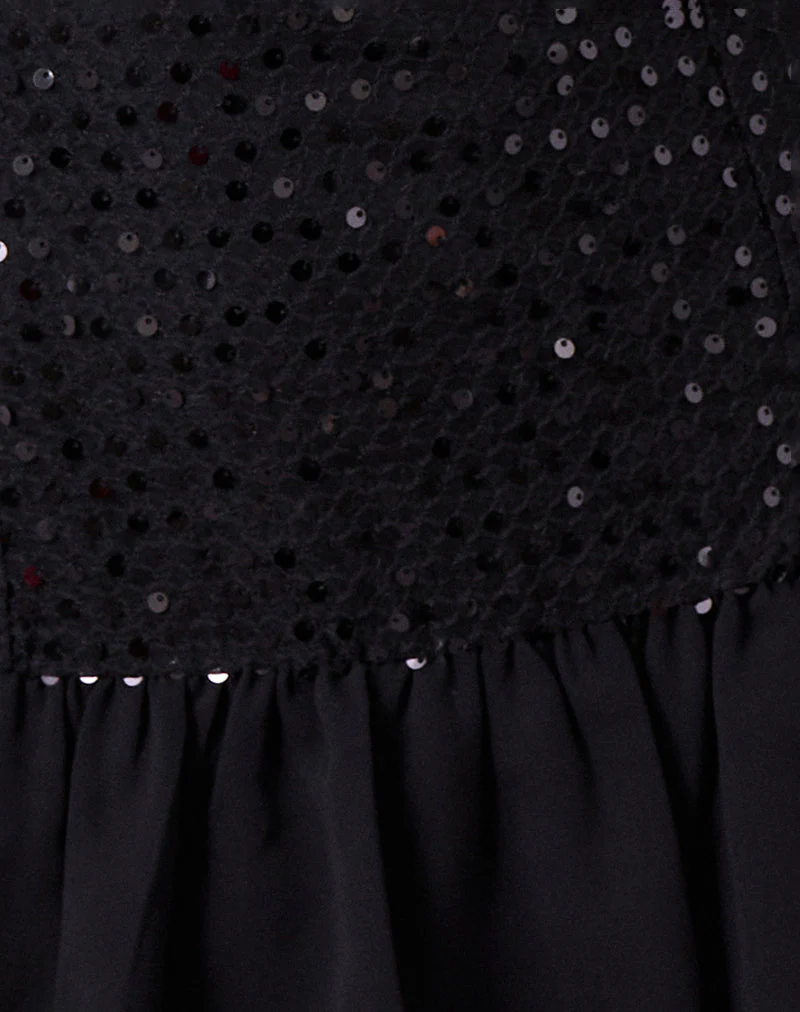 Tinosa Corset Dress in Ruffle Sequin Black - Image 5