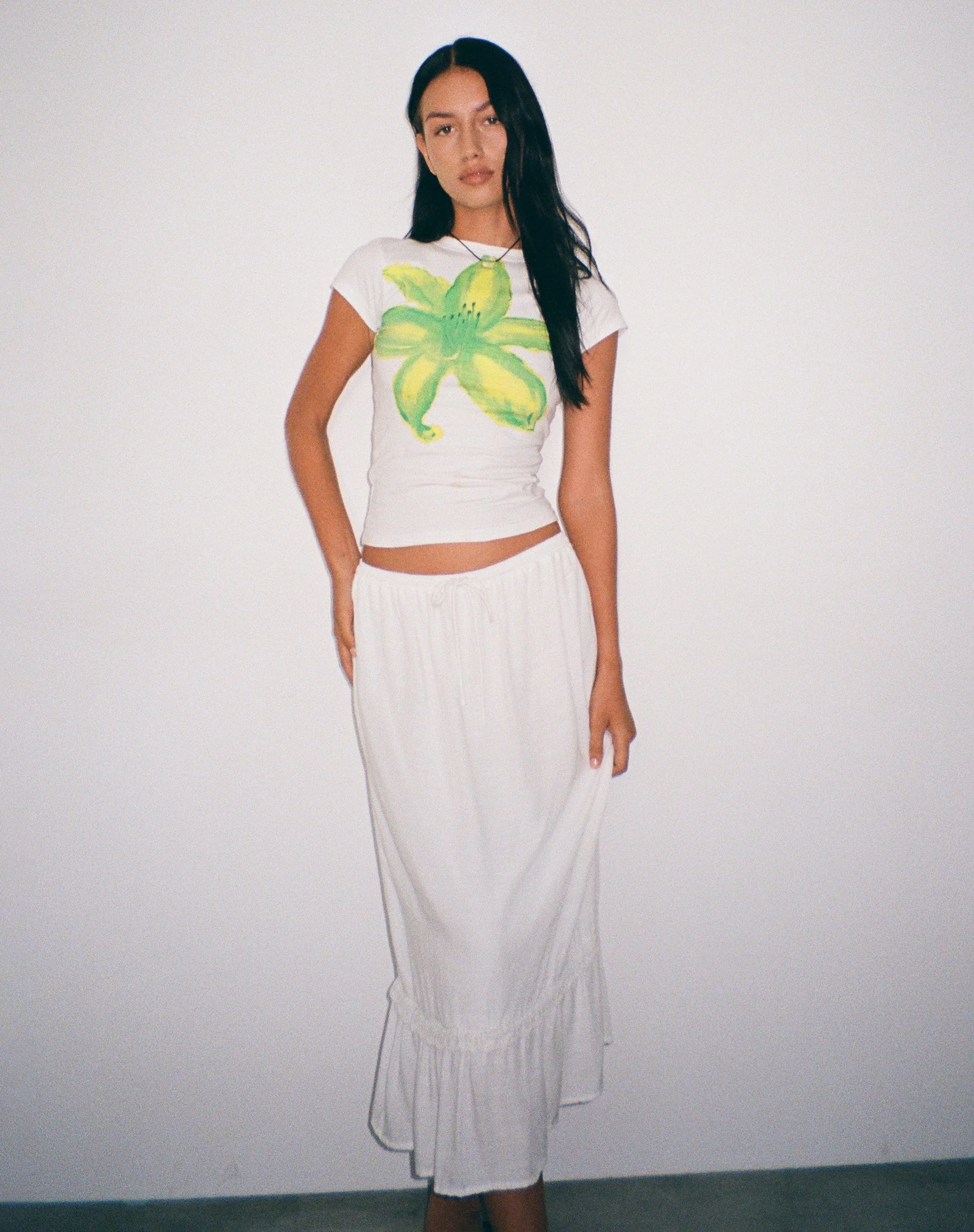 Tiona Printed Tee in Summer Flower Lime - Image 2