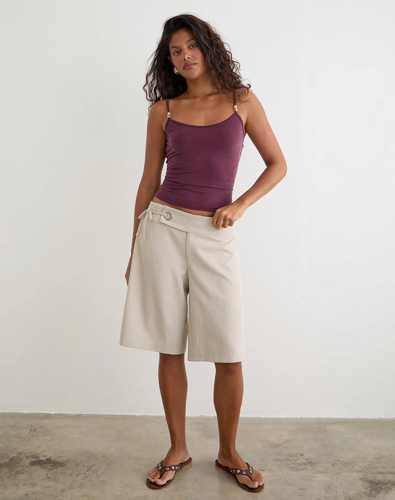 Tora Longline Short with Tie in Tailoring Stone - Image 2