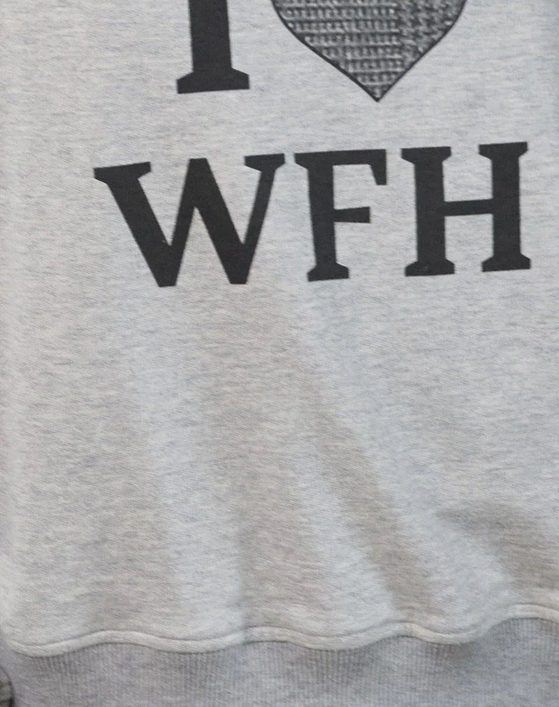 Toria Sweatshirt in Grey Marl with I Love WFH Graphic - Image 6