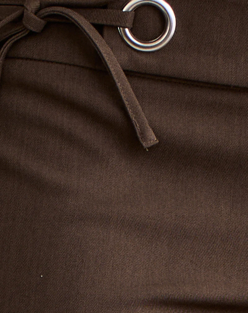 Tova Tie Tailoring Trousers in Chocolate - Image 6