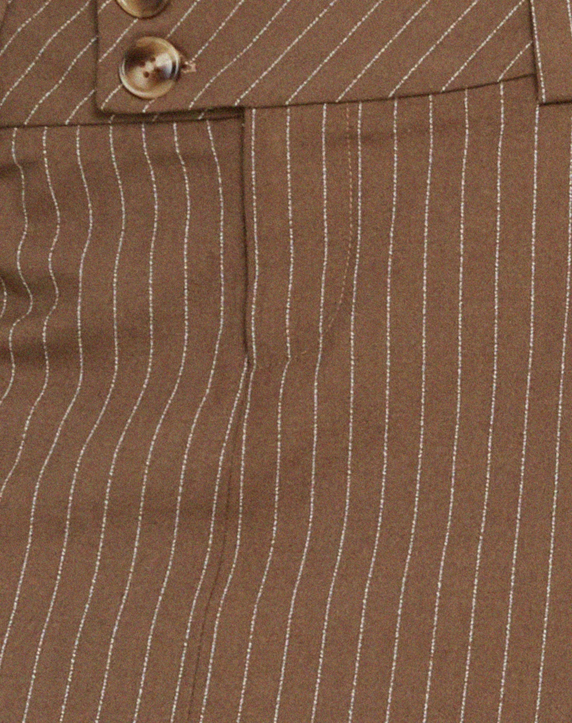 Tovani Mini Skirt in Pinstripe Brown - Image 6