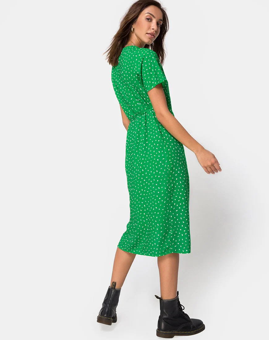 Trasti Wrap Dress in Mini Diana Dot Green - Image 2