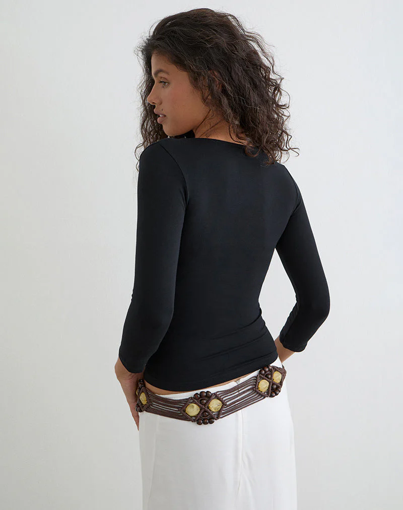 Trudis Wrap Top in Jersey Black - Image 4