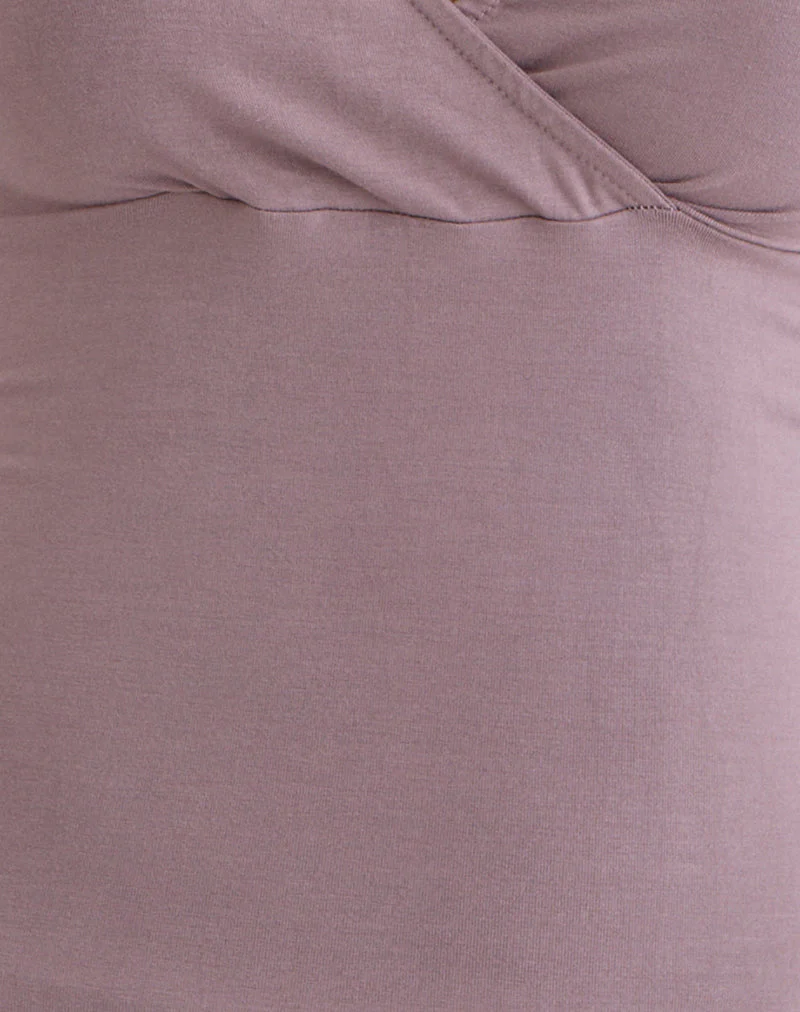 Trudis Wrap Top in Jersey Dusty Mauve - Image 5