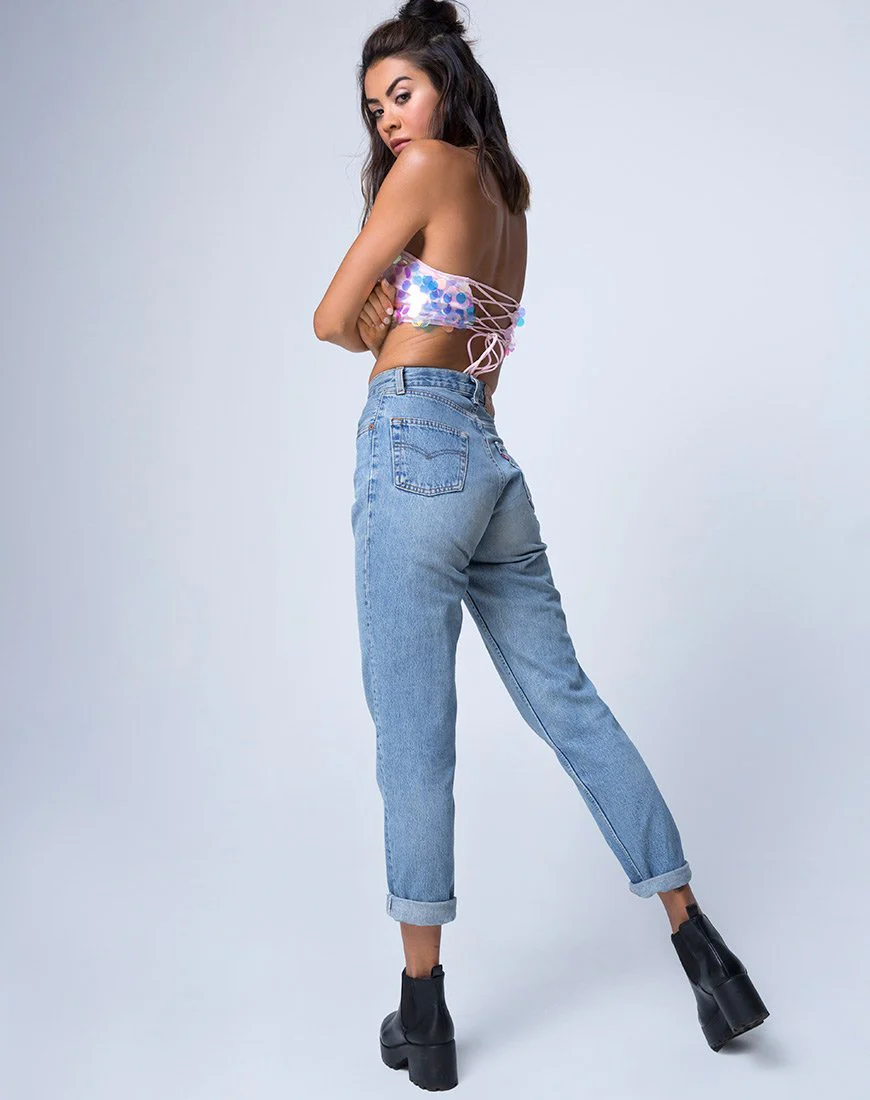Tube Top In Unicorn Disc Sequin - Image 4