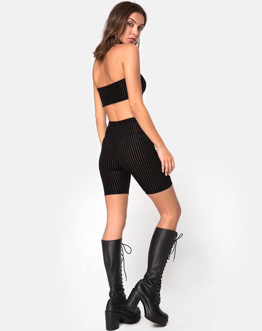 Tube Top in Velvet Sheer Stripe Black X Princess Polly - Image 4