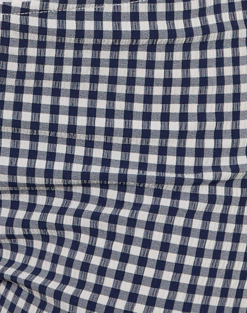 Tuka Capri Trousers in Seersucker Gingham Navy - Image 6
