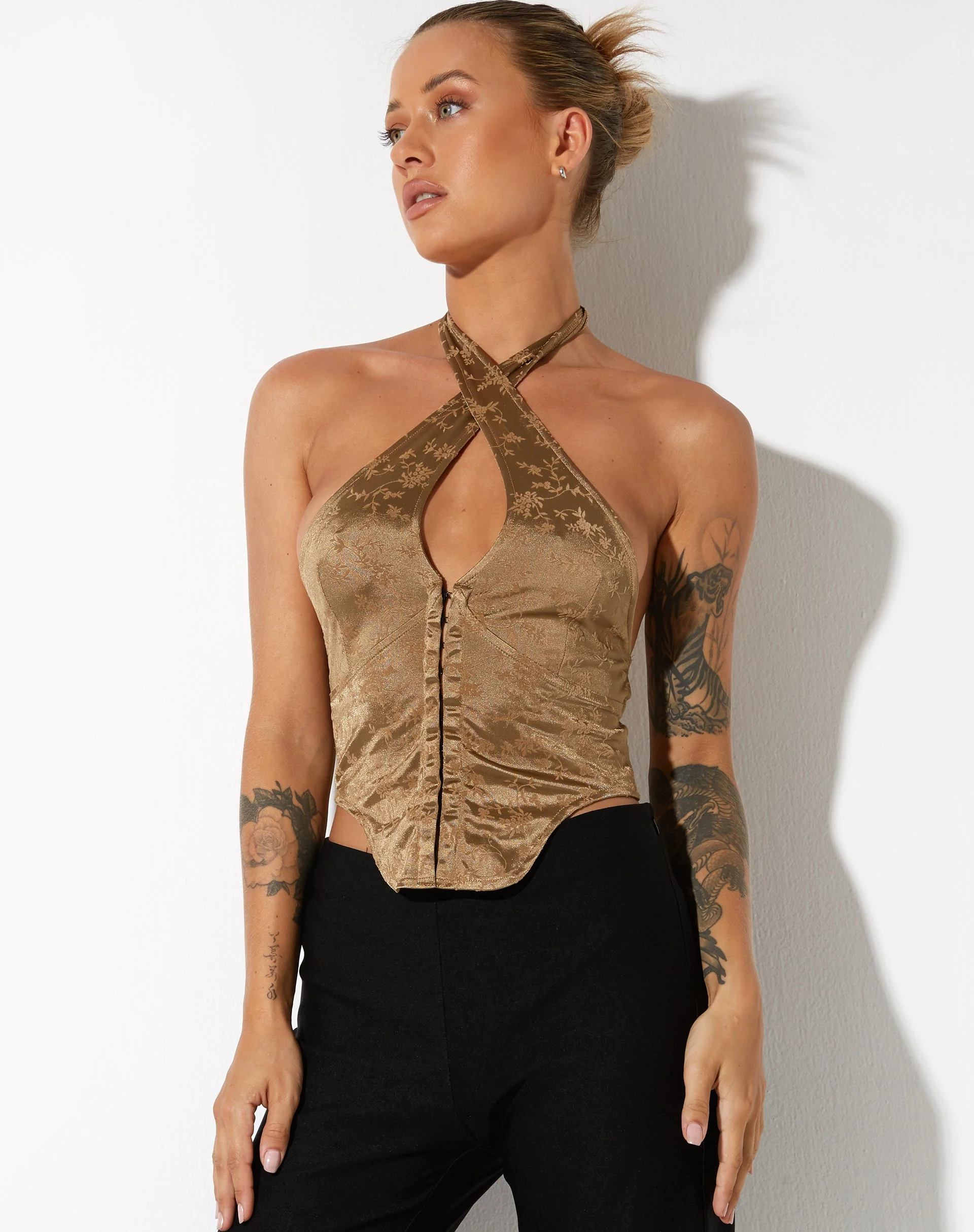 Tukasa Corset Top in Botanist Flocking Olive - Image 5