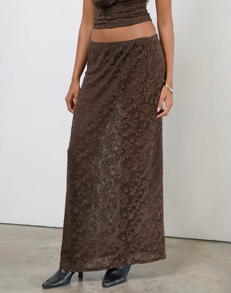 Tulus Skirt in Jacquard Knit Dark Brown - Image 2