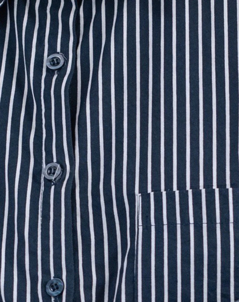 Turner Shirt in Mono Stripe Navy - Image 6