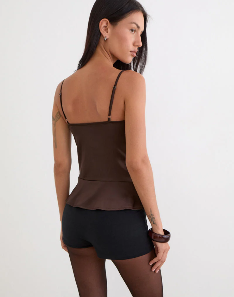 Turuti Cami Top in Satin Dark Brown - Image 6