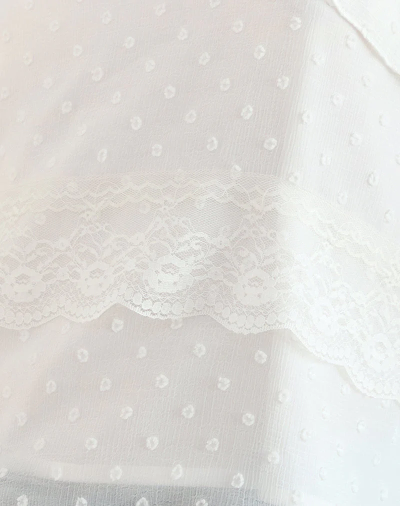 Uran Halterneck Top in Dobby Chiffon Lace White - Image 6