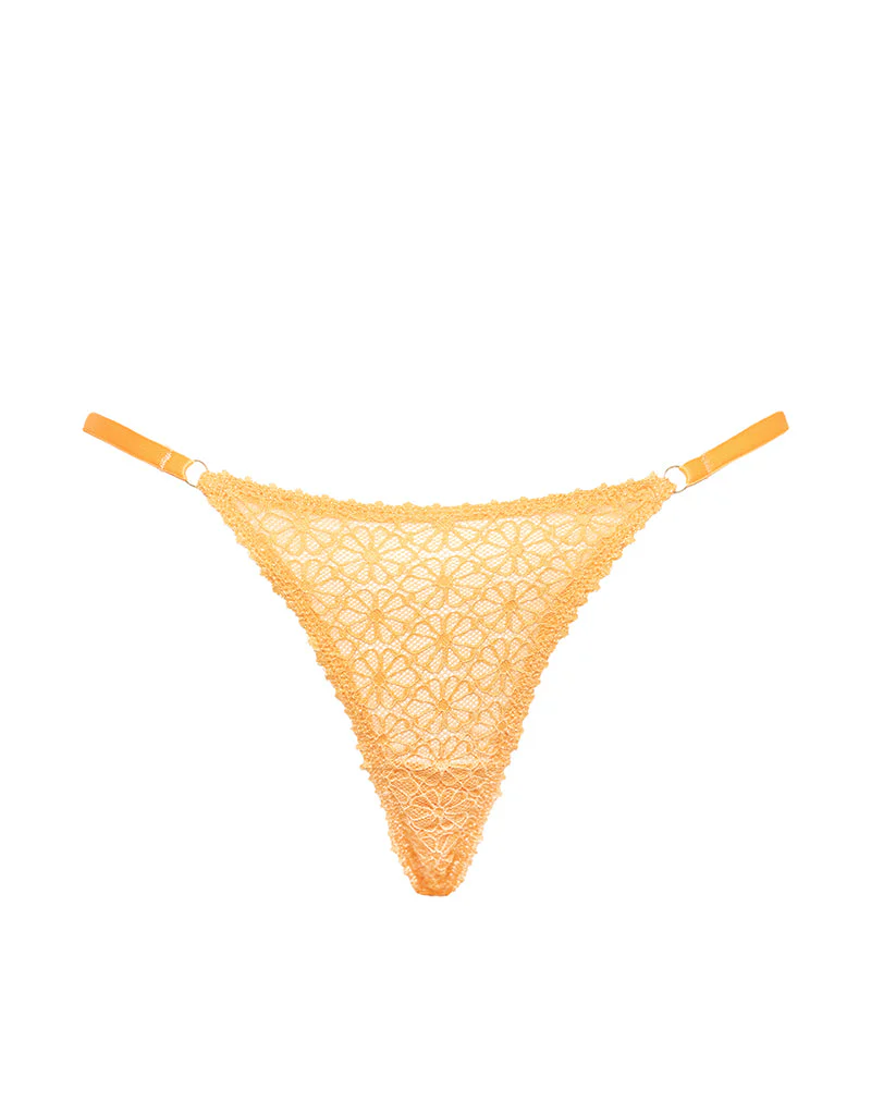 Uras Thong in Tonal Flower Lace Orange with Trim - Image 6