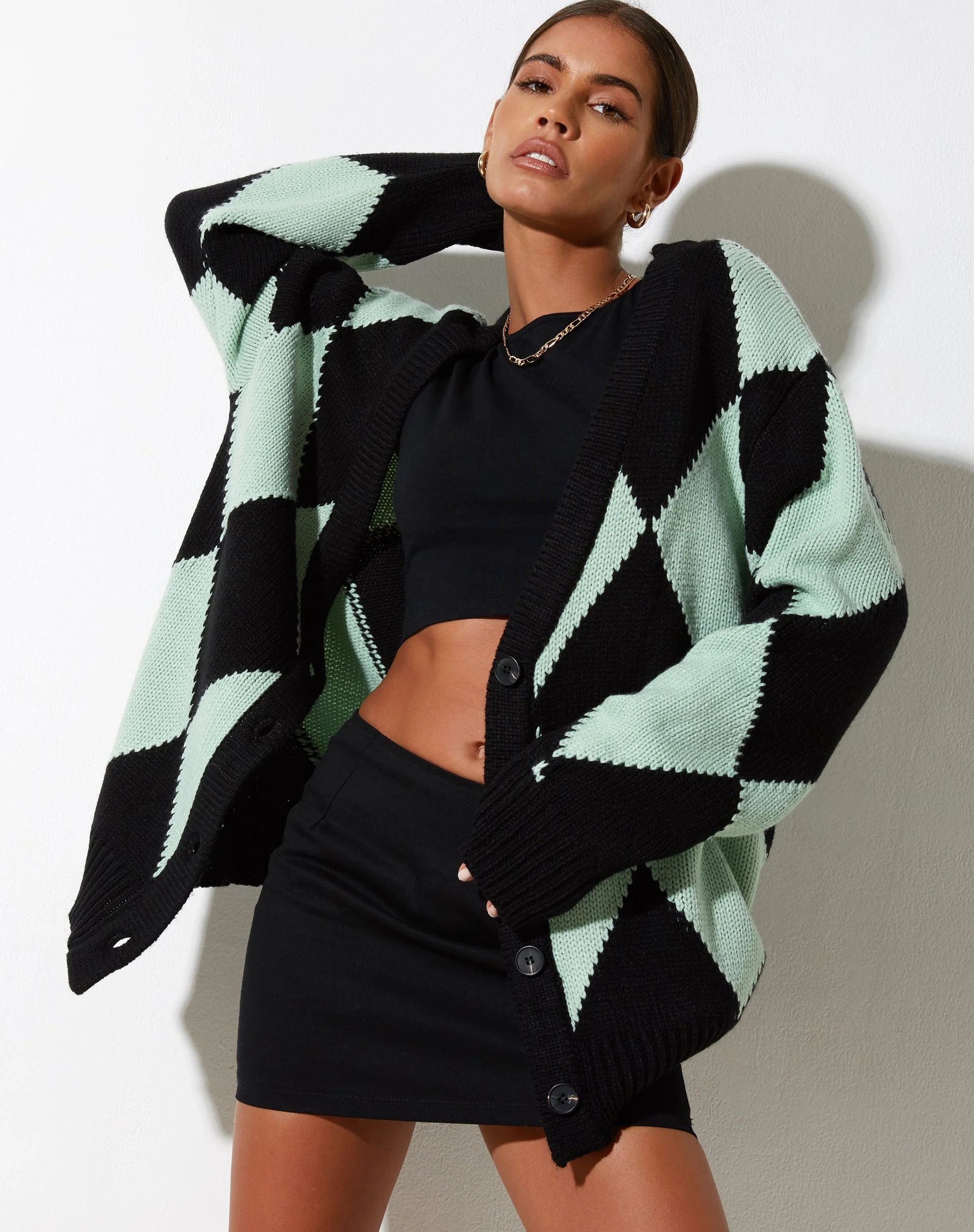 Uriela Cardi in Harlequin Black and Mint - Image 4