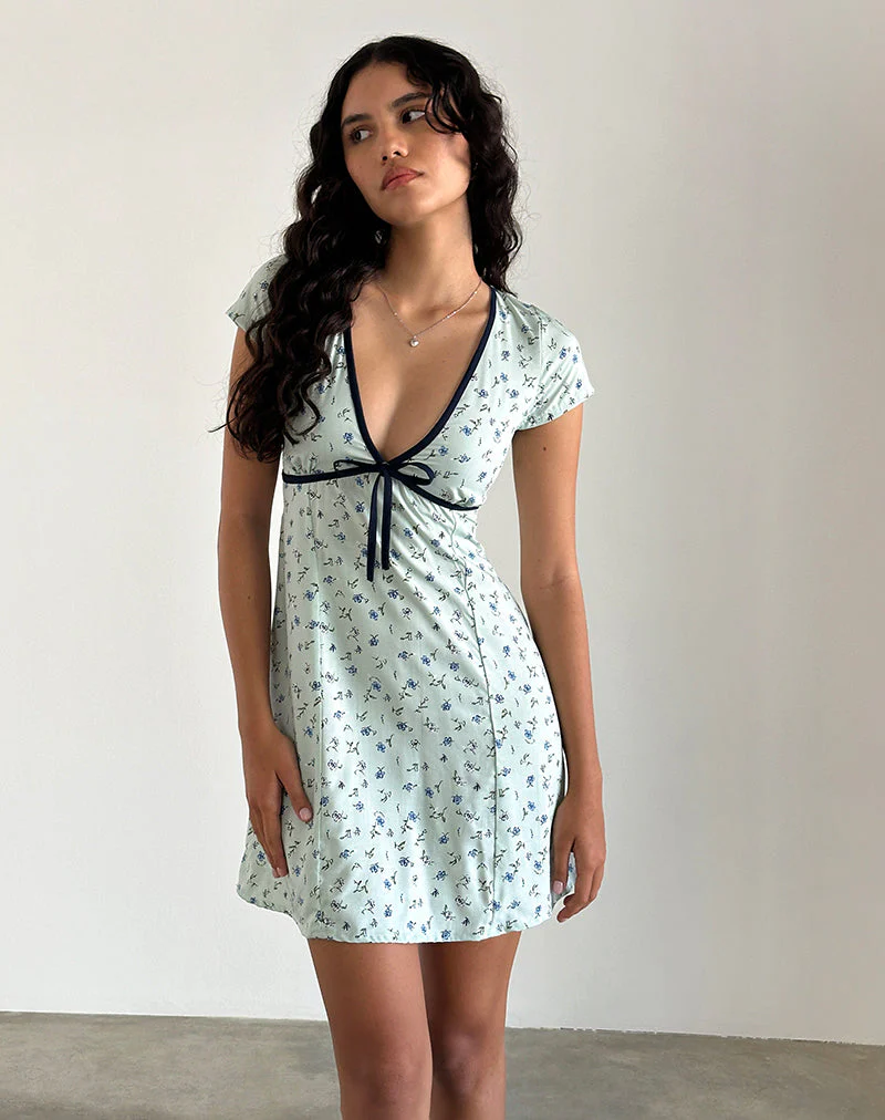 Vaiso Mini Dress in Pretty Petal Green - Image 2