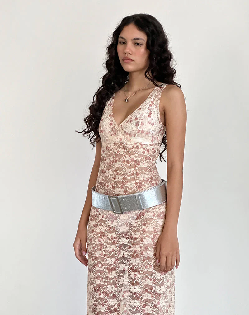 Valtheni Maxi Dress in Chic Petal Pink Lace - Image 3