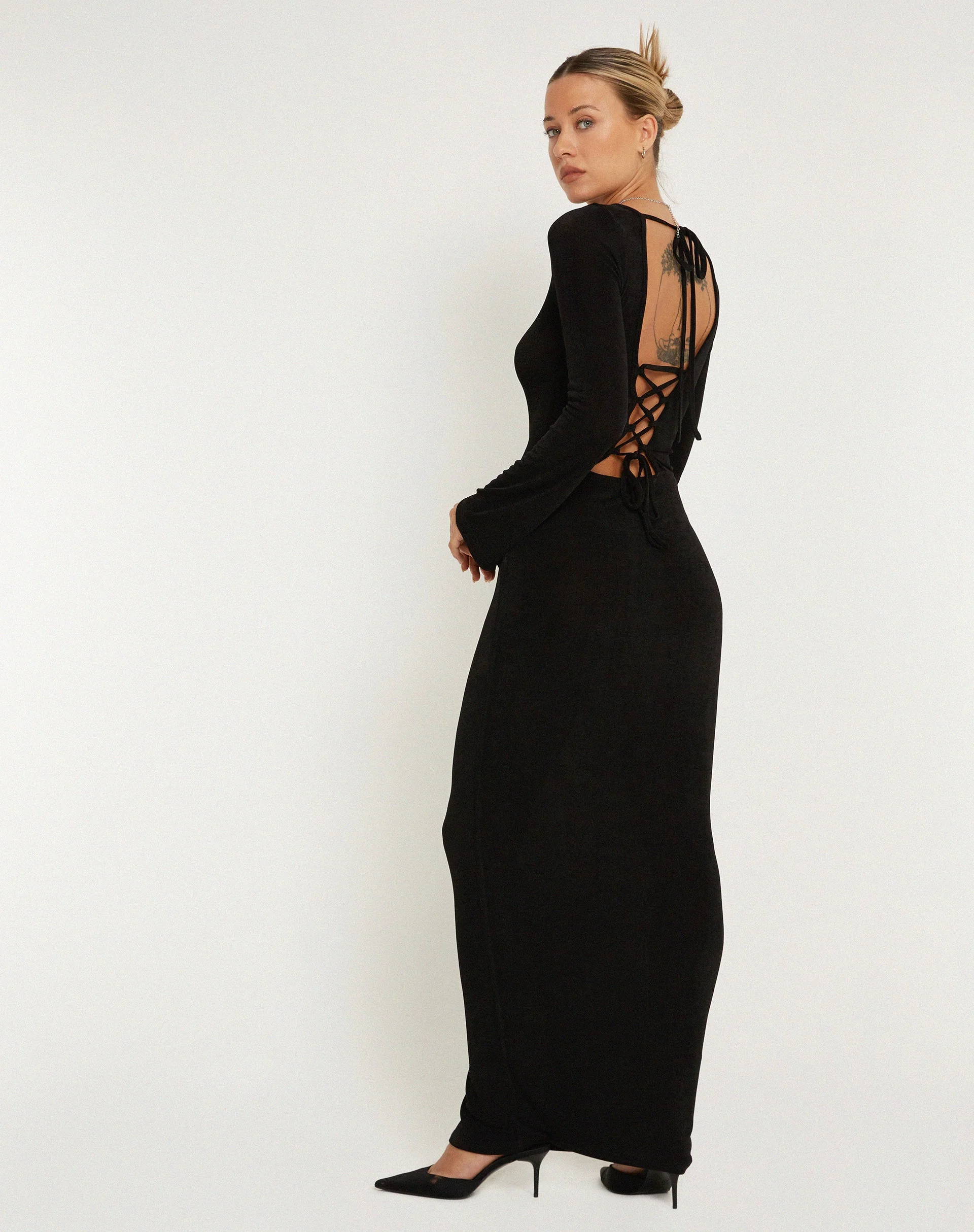 Varna Long Sleeve Maxi Dress in Black - Image 3