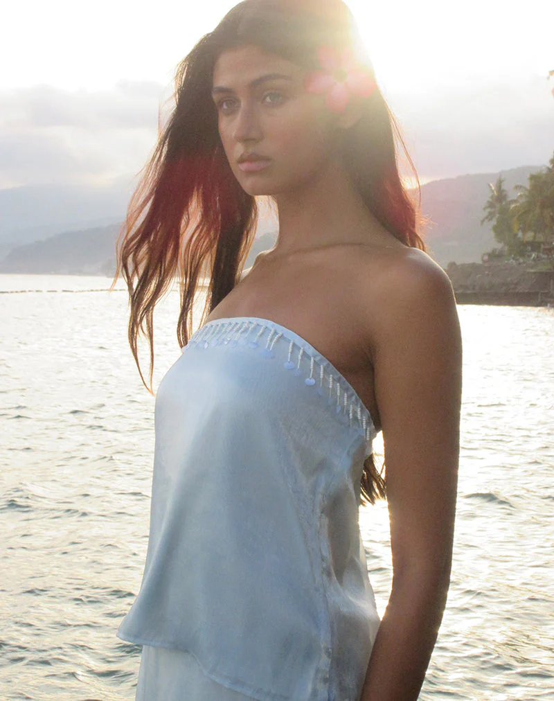 Vars Top in Satin Organza Light Blue - Image 3