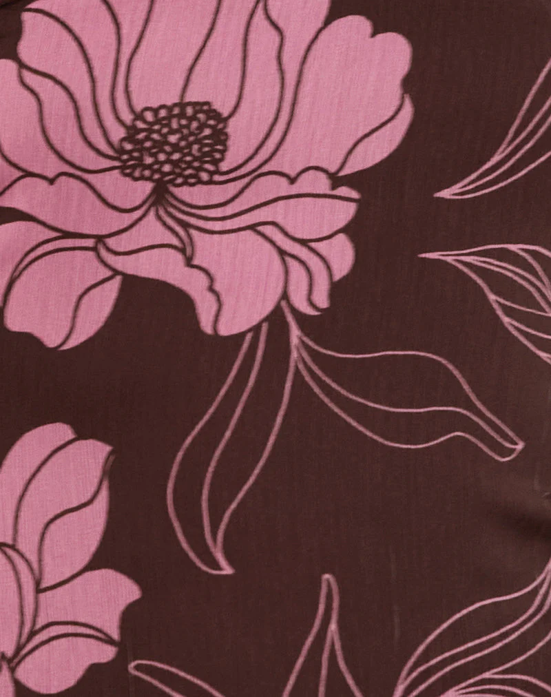 Varsha Bandeau Top in Flare Floral Pink Brown - Image 6