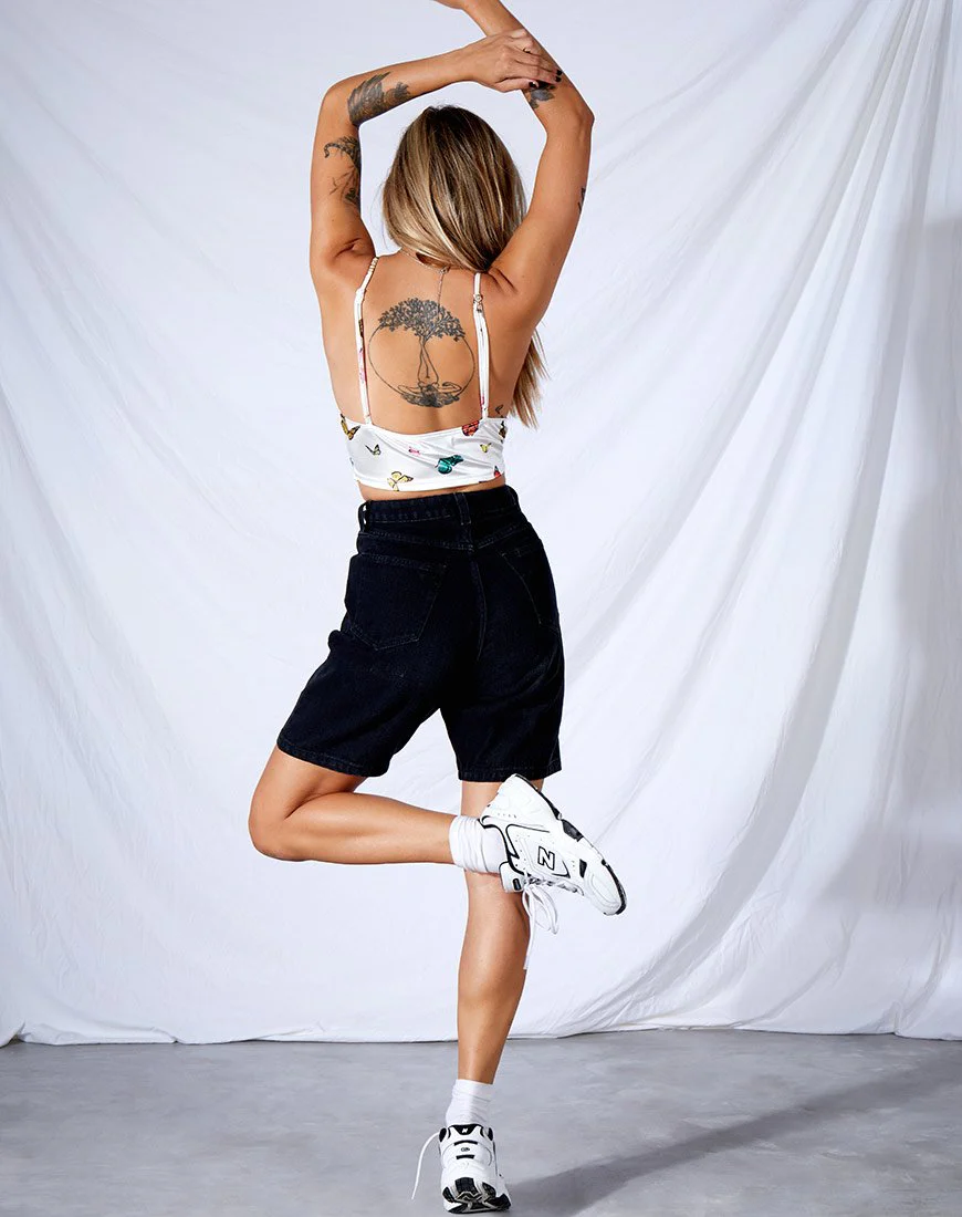 Veila Crop Top in Cream Butterfly - Image 3