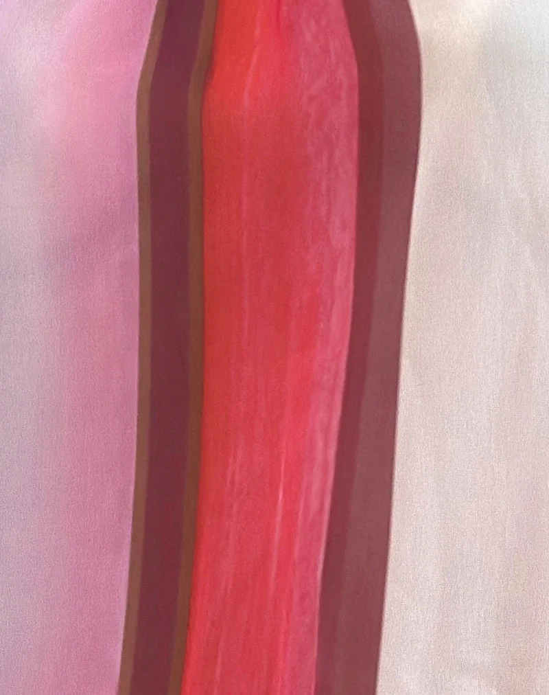 Veloria Halterneck Mini Dress in Pink Sheer Chiffon Painted Stripe - Image 6
