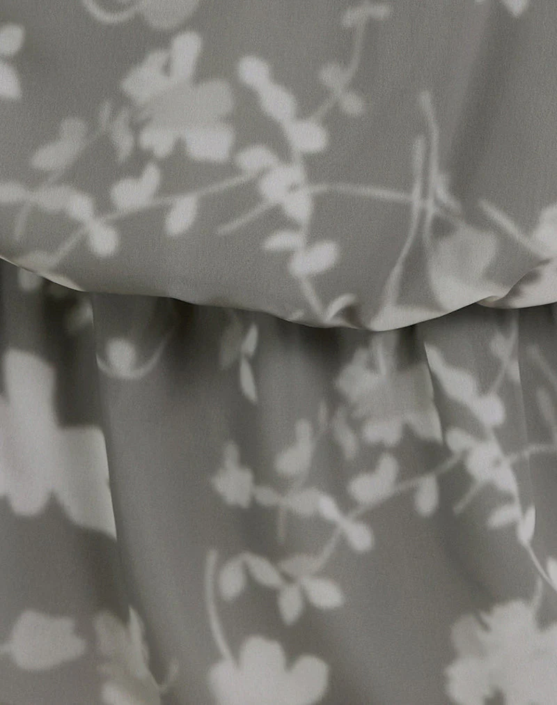 Veloria Halterneck Mini Dress in Blurred Floral Grey - Image 6