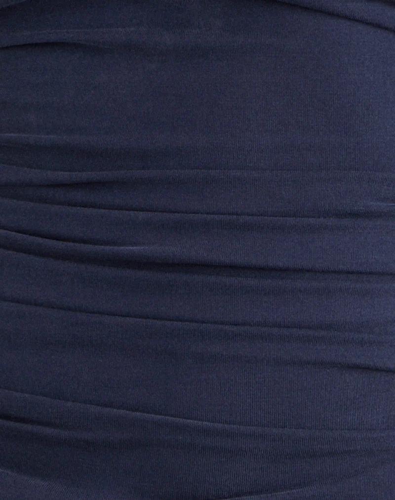 Vernia Plunge Batwing Top in Cupro Navy - Image 7