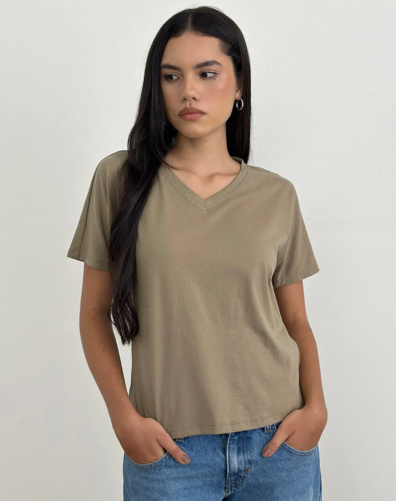 Viman Top in Jersey Khaki