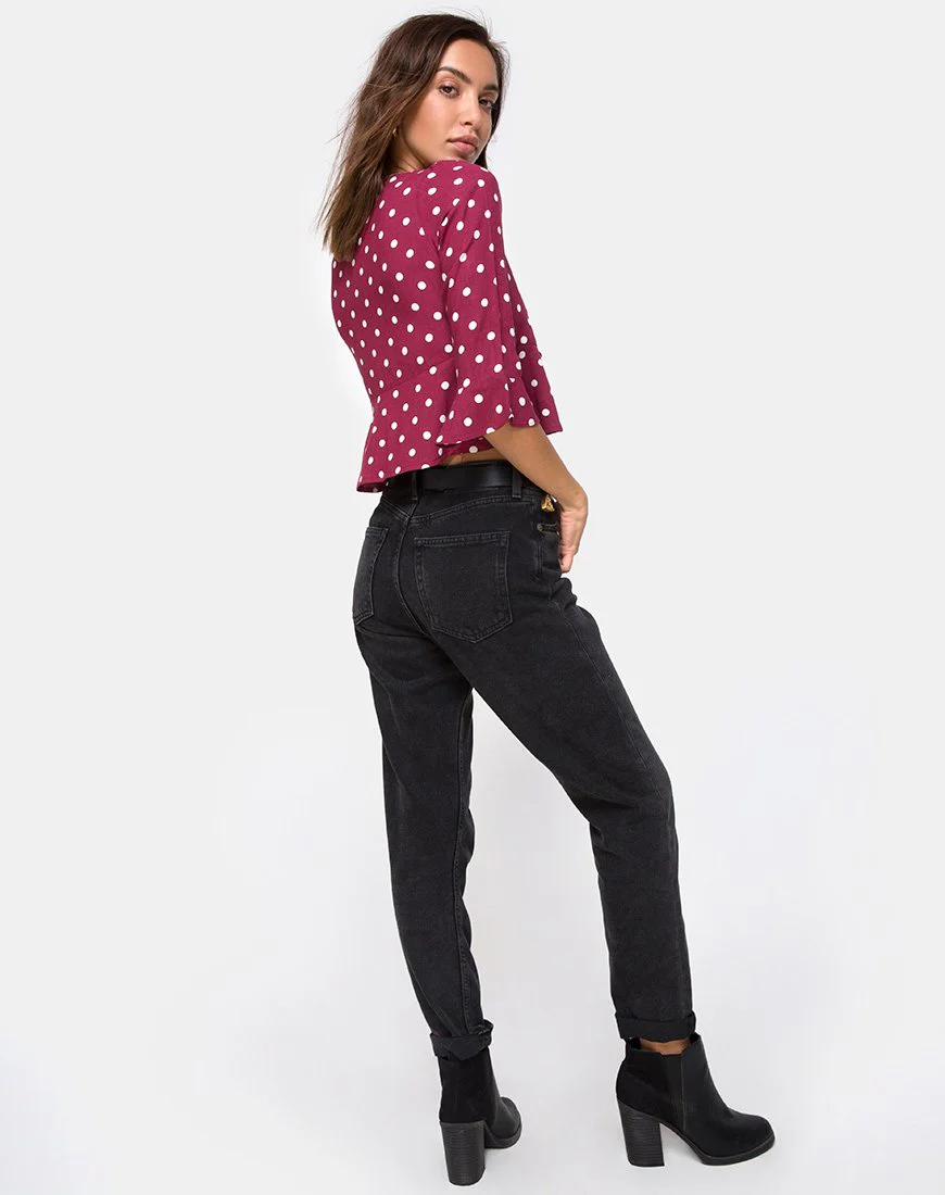 Vinequa Top in Medium Polka Wine - Image 4