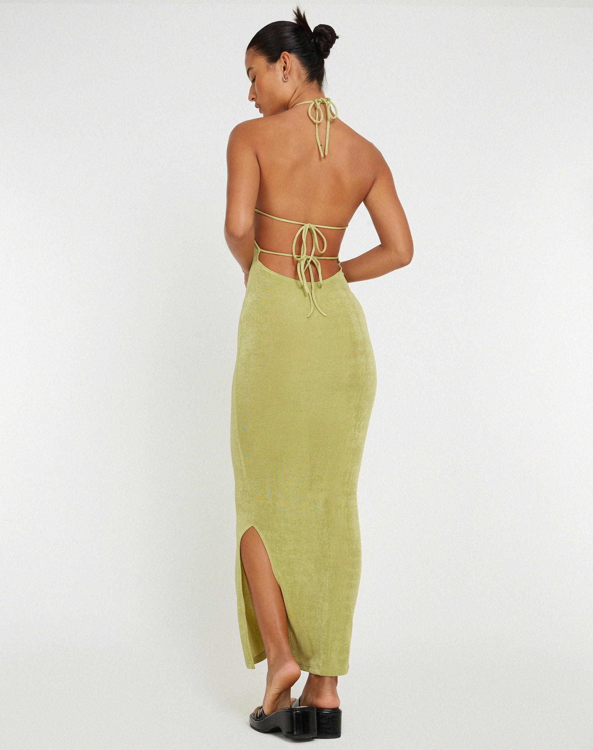 Virnilia Halterneck Maxi Dress in Lime - Image 4