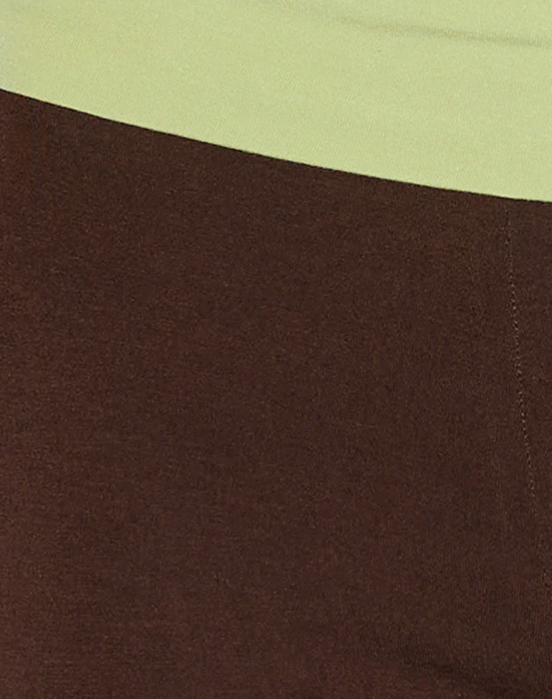 Vivah Fold-over Capri in Chocolate Brown with Pistachio Binding - Image 6