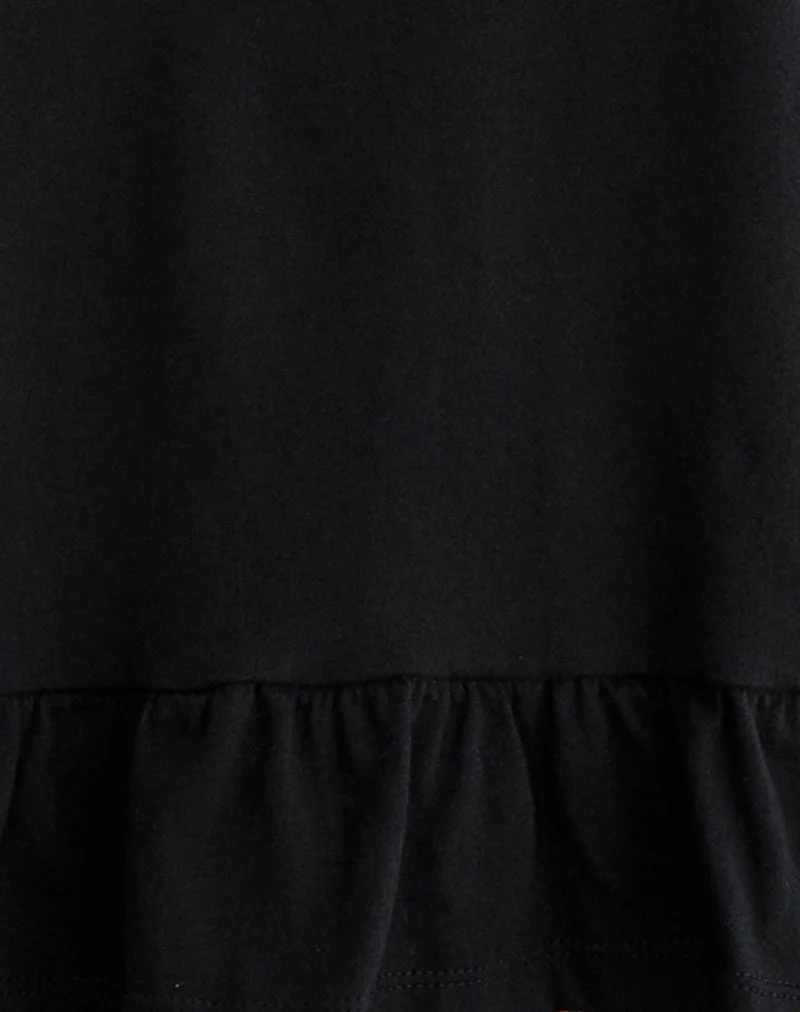 Vivala Boxy Long Sleeve Top in Black with Frill Hem - Image 6