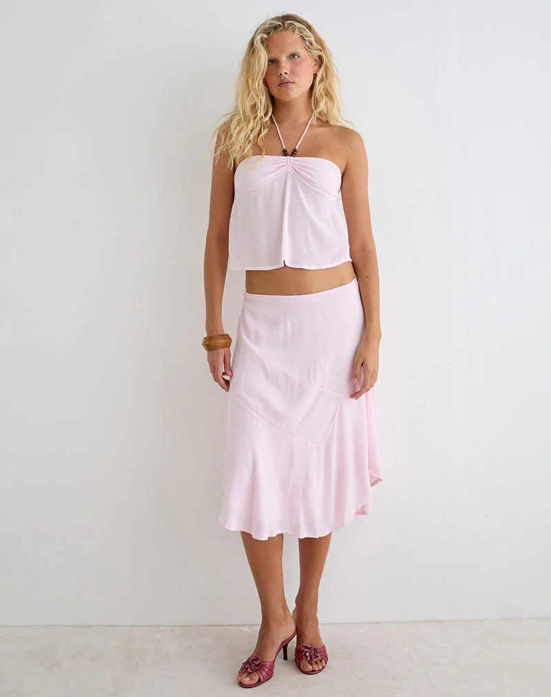 Void Midi Skirt in Crinkle Light Pink - Image 3