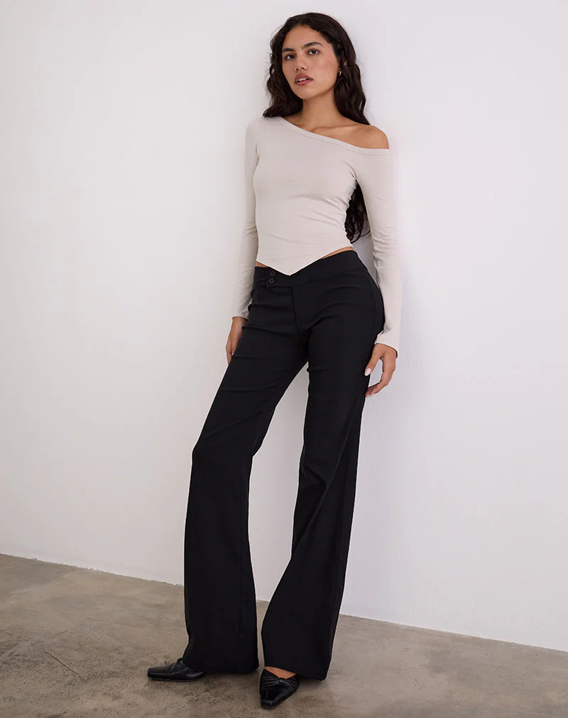 Wakana Asymmetric Long Sleeve Top in Cannoli Cream - Image 3