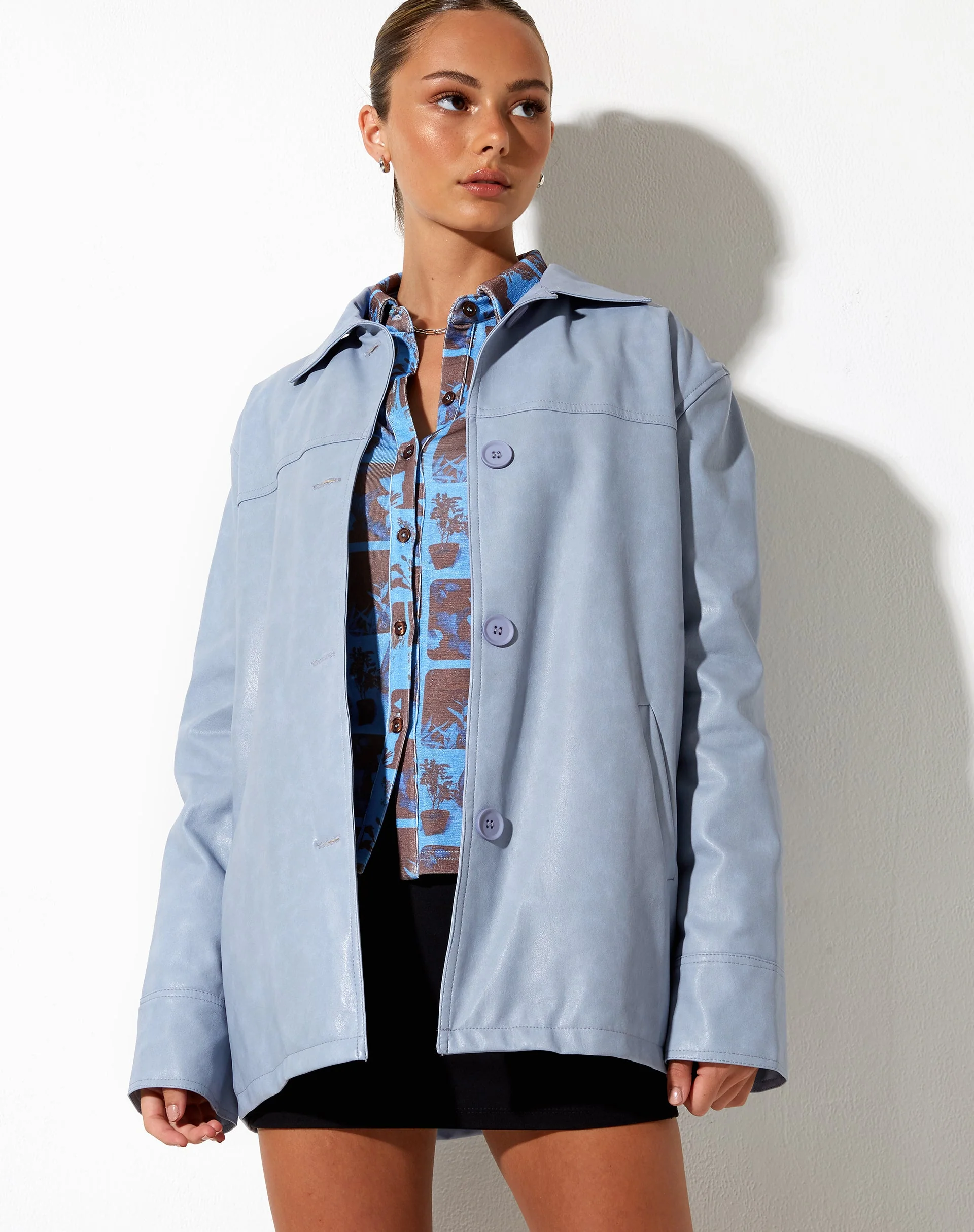 Walta Jacket in PU Powder Blue - Image 3