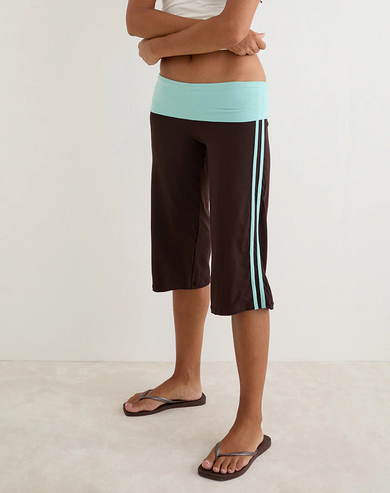Walter Capri Trouser in Bitter Chocolate and Aqua Combination - Image 2
