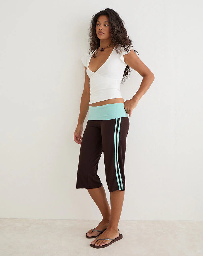 Walter Capri Trouser in Bitter Chocolate and Aqua Combination - Image 3