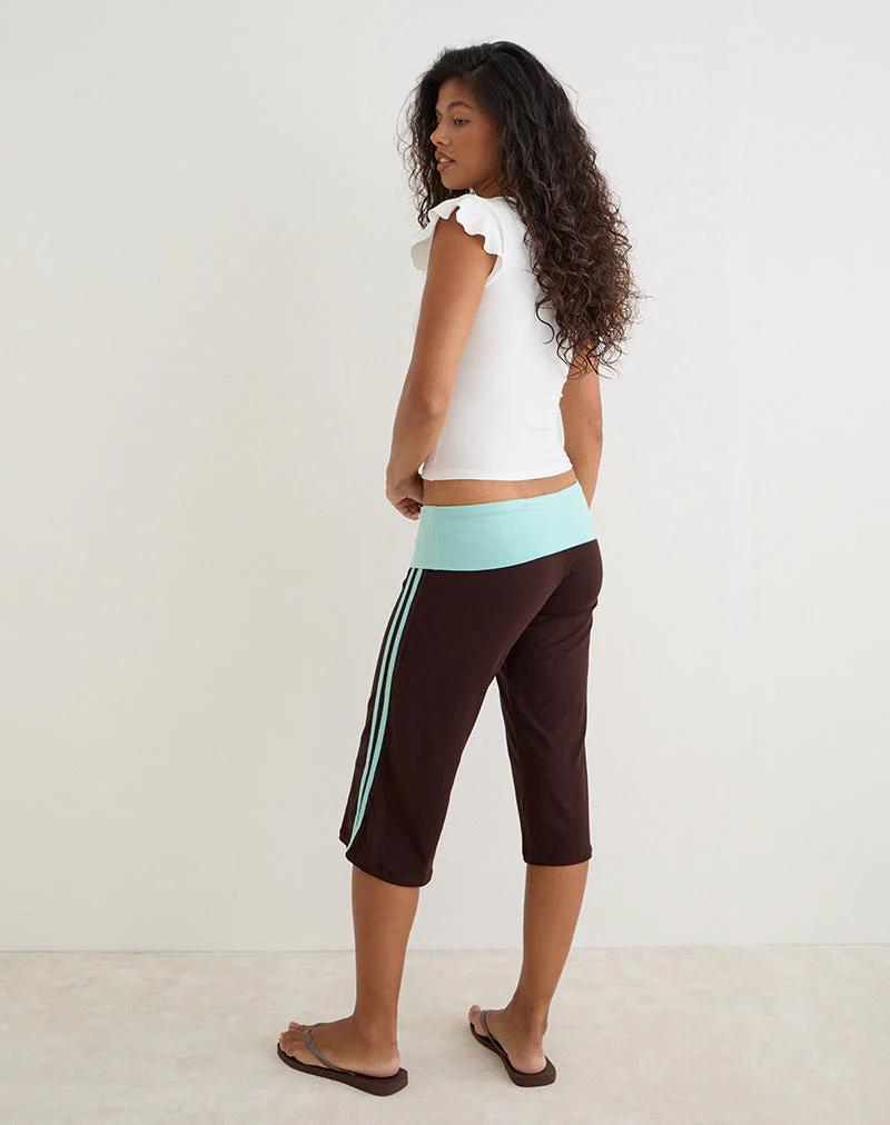 Walter Capri Trouser in Bitter Chocolate and Aqua Combination - Image 5
