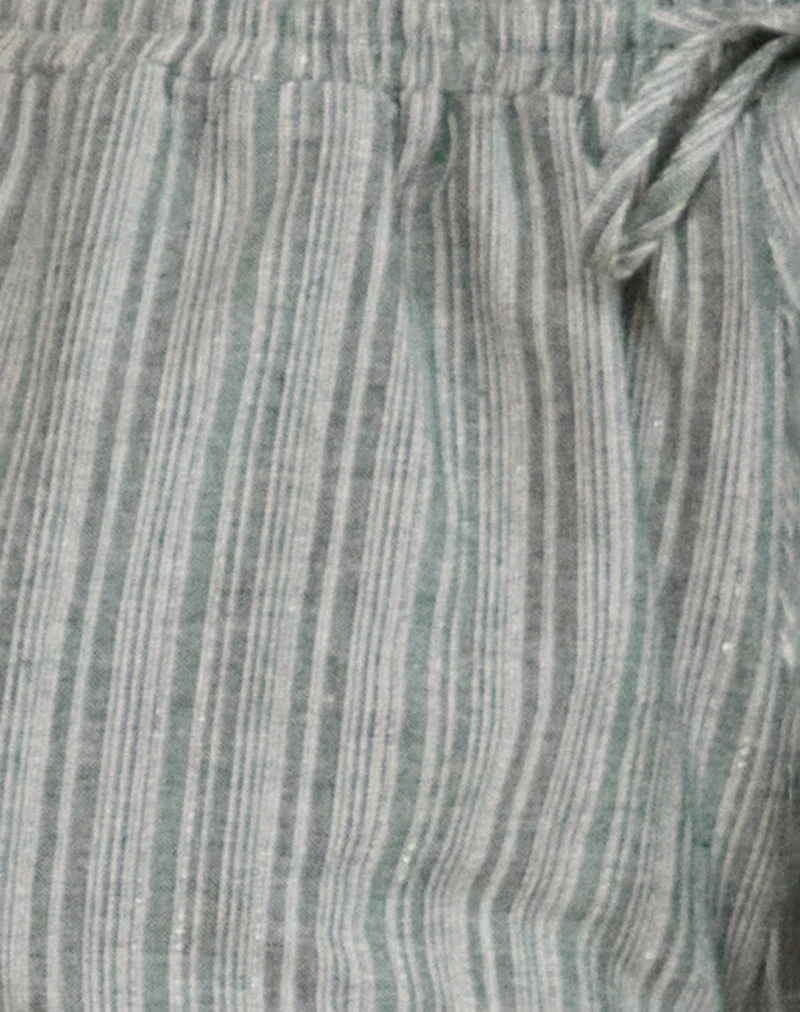 Wasic Wide Leg Trouser in Green and White Stripe - Image 5