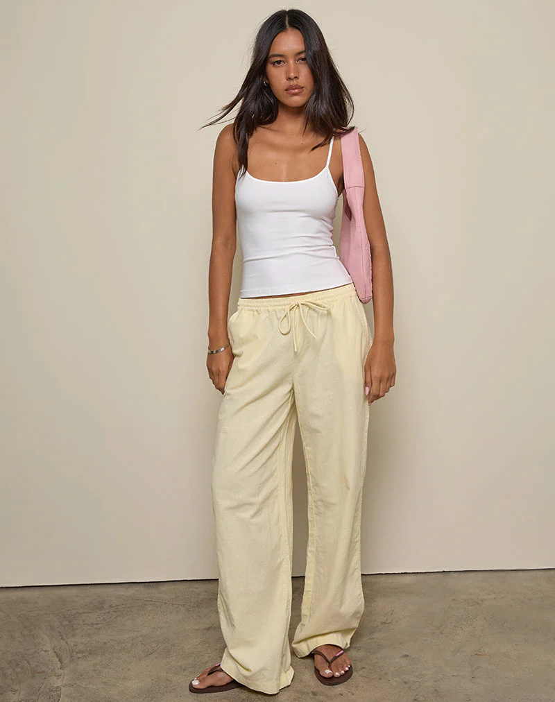 Wasic Wide Leg Trouser in Lemon - Image 3