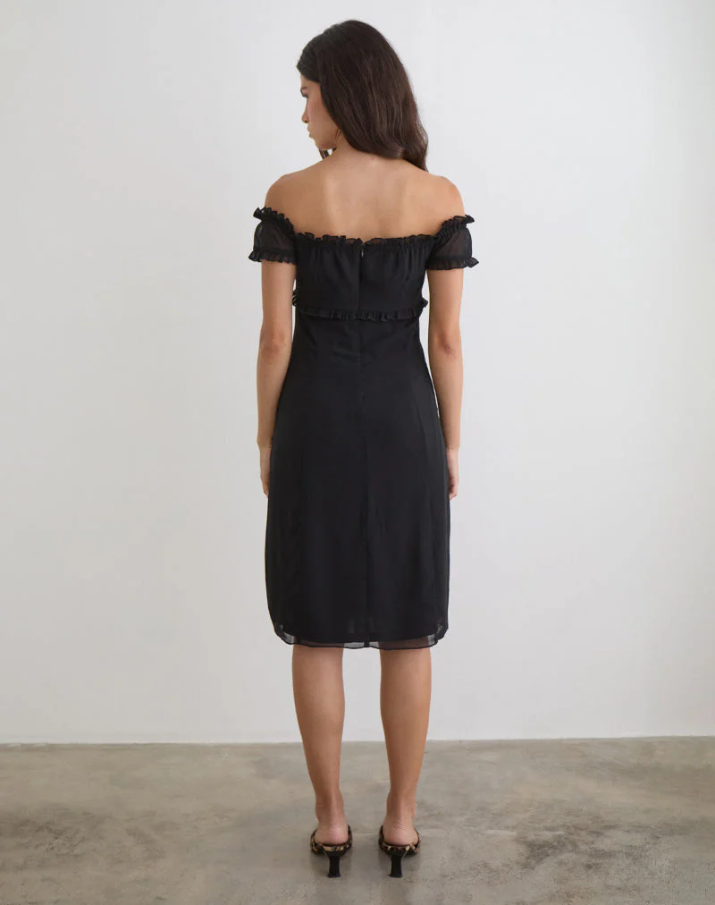 Watimu Midi Dress in Chiffon Black - Image 3