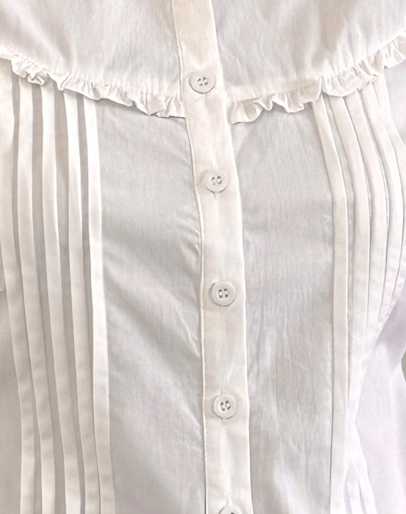 Wells Frill Long Sleeve Blouse in White - Image 6