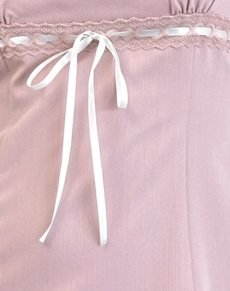 Wimala Dress in Dusky Pink with White Binding - Image 6