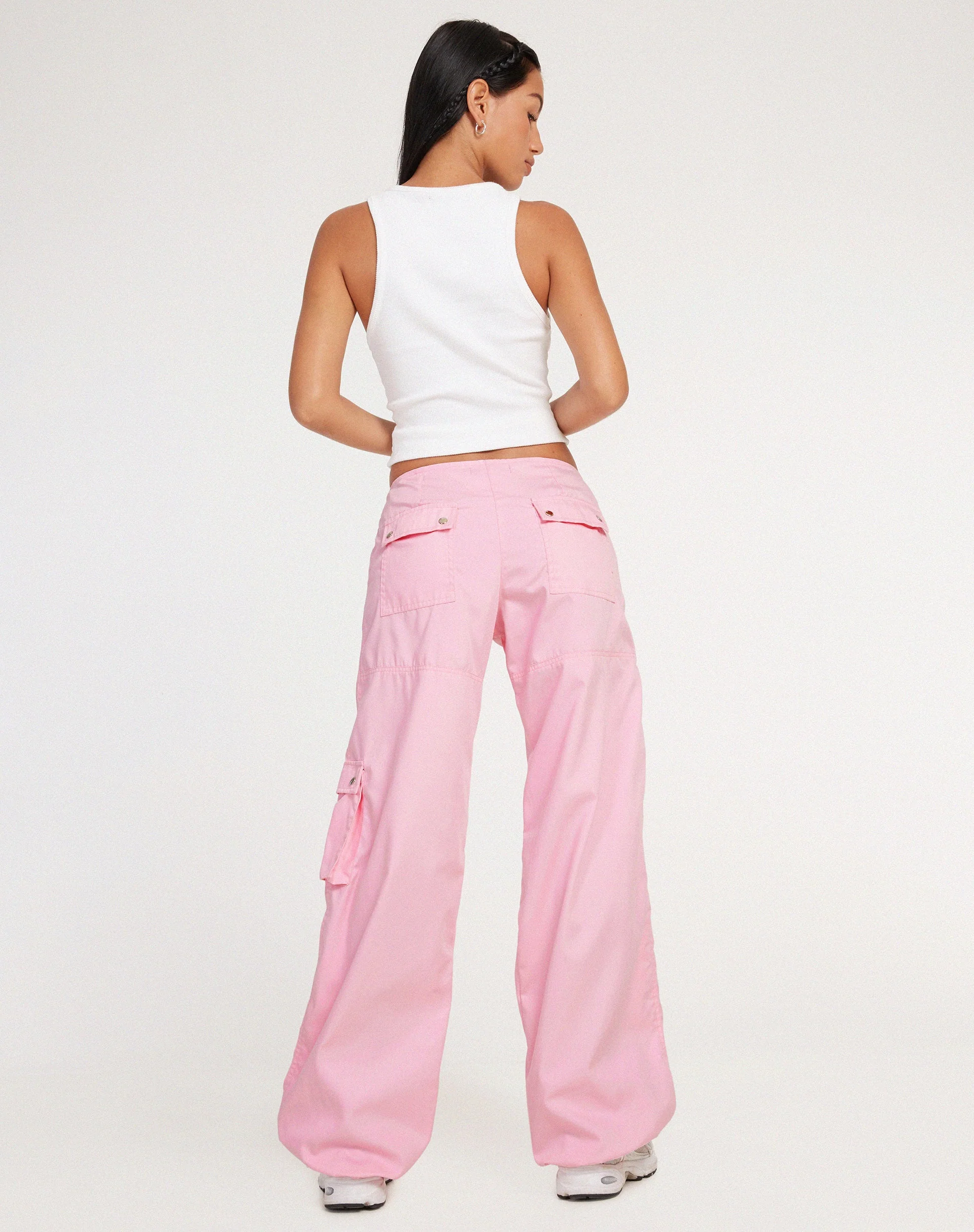 Xander Cargo Trouser in Cotton Drill Blush Pink - Image 4